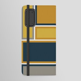 Modular Midcentury Modern Geometric Pattern in Navy Blue, Mustard, Grey, and White Android Wallet Case