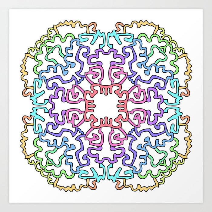 Download happy rainbow pastel mandala #6 Art Print by yellowparty ...