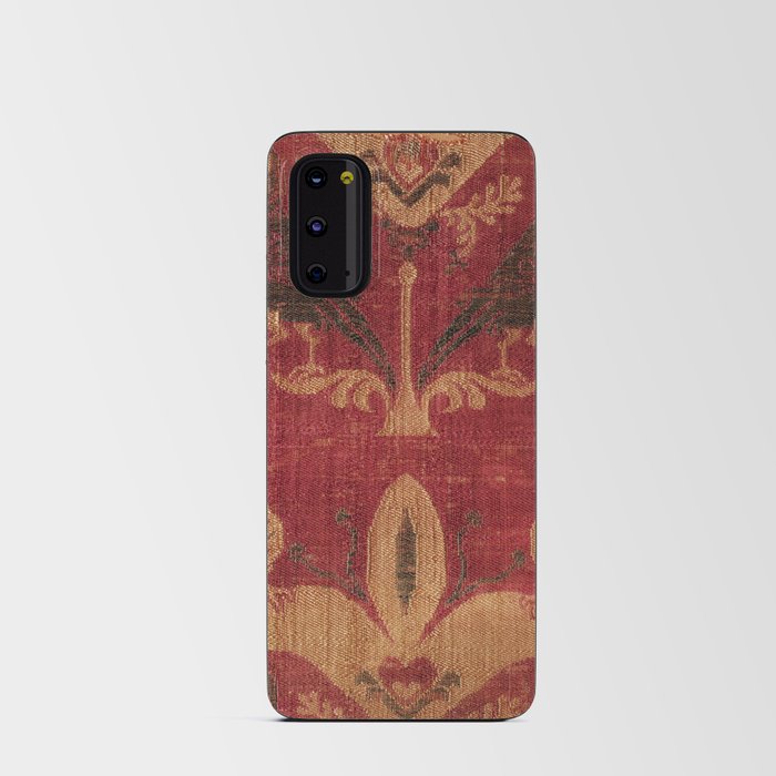 Antique Distressed Red Silk with Palmettes and Birds Android Card Case