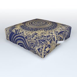 Gold Mandala Collection Blue Design Outdoor Floor Cushion