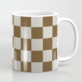 checkerboard hand-painted-leather brown Coffee Mug