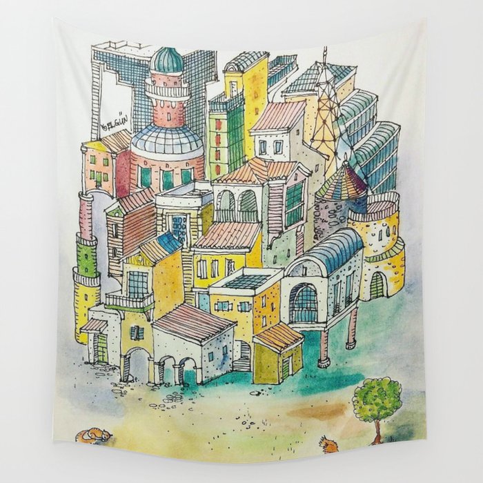 chaos on architecture Wall Tapestry