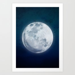 The full moon in the dark sky Art Print