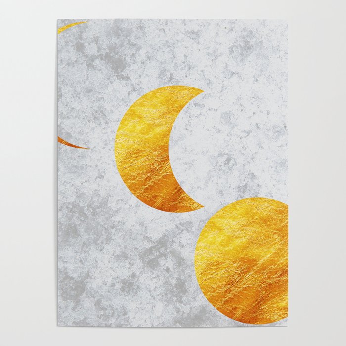 Gold Silver Deco Moons Poster