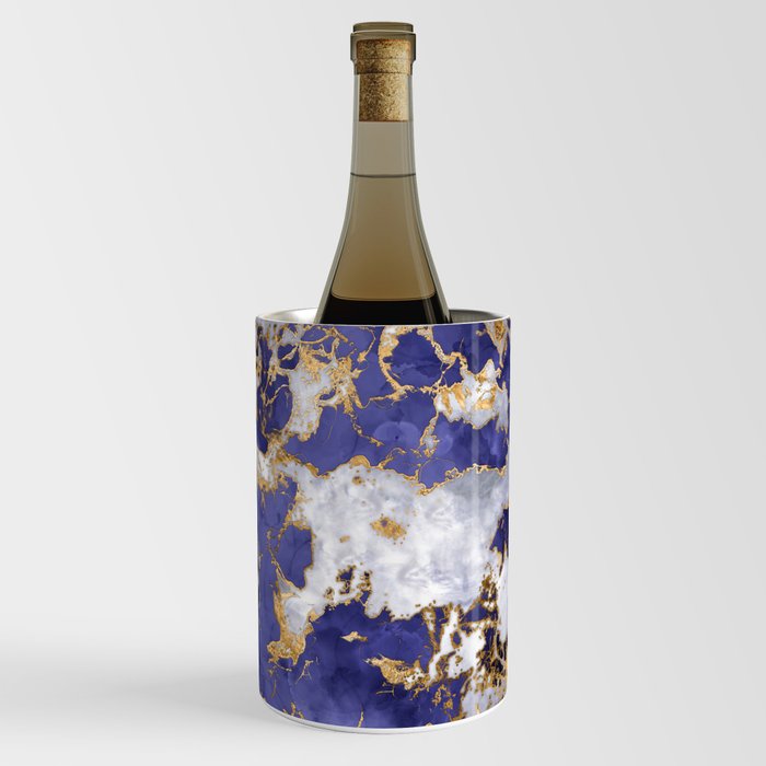 Very Peri Pearl and Gold Abstract Wine Chiller