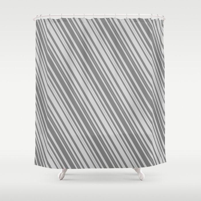 Grey & Light Gray Colored Stripes/Lines Pattern Shower Curtain