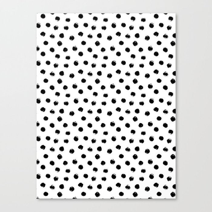 Polka Dots Black and White Canvas Print