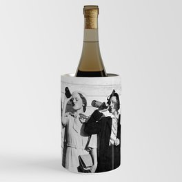1925 women forced to drink whole bottles of cornac at airport security vintage black and white alcoholic beverages photograph - photography - photographs Wine Chiller