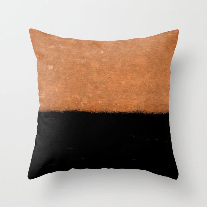 Two Tone Rust and Black Texture Throw Pillow