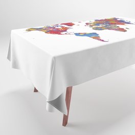 multicolored watercolor world map Tablecloth