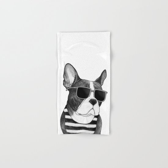 Frenchie Summer Style b&w Hand & Bath Towel