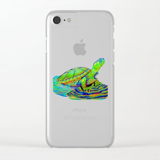 Neon Painted Turtle Clear iPhone Case