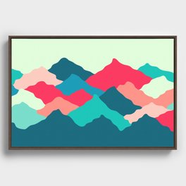 Colorful Mountains Minimalist Abstract Nature Art In Tropical Essence Color Palette Framed Canvas