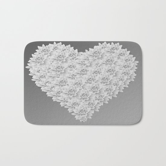 White heart Bath Mat