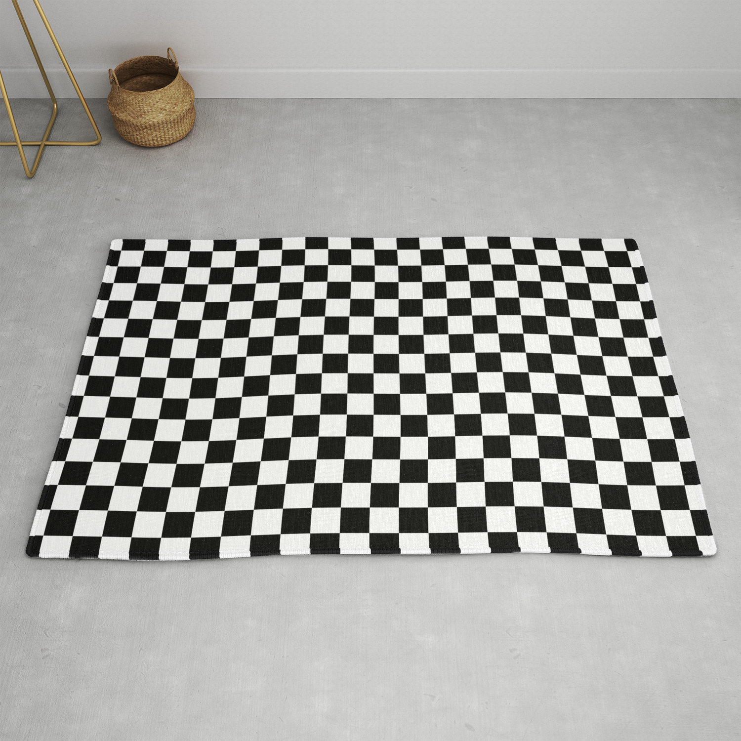 White And Black Checkerboard Rug By Colorfulpatterns Society6