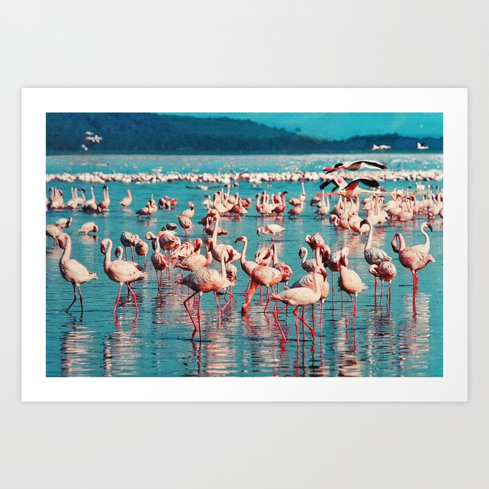 Pink flamingos Art Print