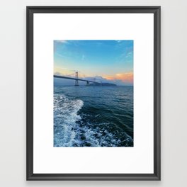 Vibrant Sunset San Francisco Bay Bridge Tumultuous Ocean Framed Art Print