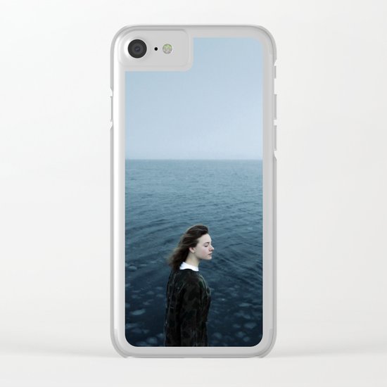 Girl ocean ice mountain Clear iPhone Case