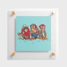 Three Wise Hipster Monkeys Floating Acrylic Print