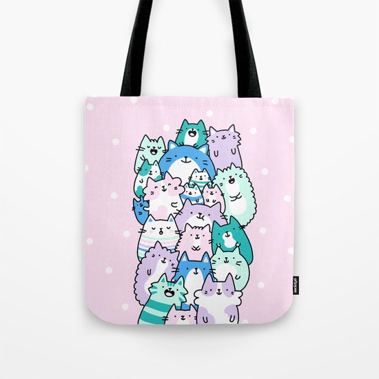 Pastel Pile of Cats Tote Bag