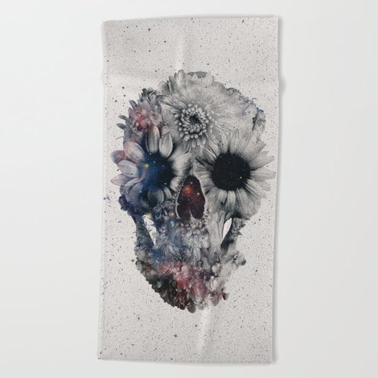 Floral Skull 2 Beach Towel