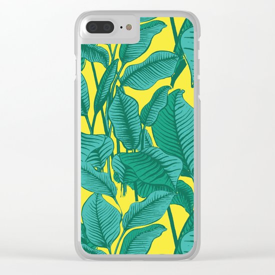 Exotic Tropical Palm Leaf Print - Lime Clear iPhone Case
