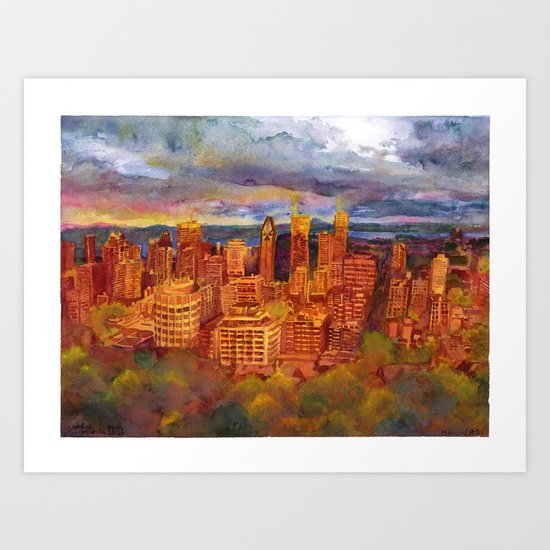 Montreal from Mont Royal during Sunset Art Print