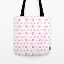 Adorable Pink Cat Paw Seamless Pattern Tote Bag