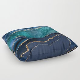 Blue Night Galaxy Marble Floor Pillow