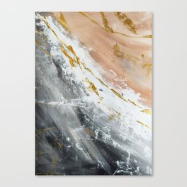Moon [2]: a minimal abstract mixed-media piece in Pink, Grey, and gold Canvas Print