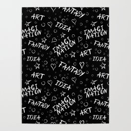 Fantasy pattern with art words Poster
