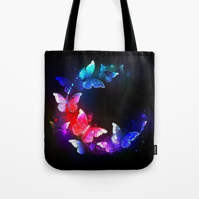Neon night butterflies Tote Bag