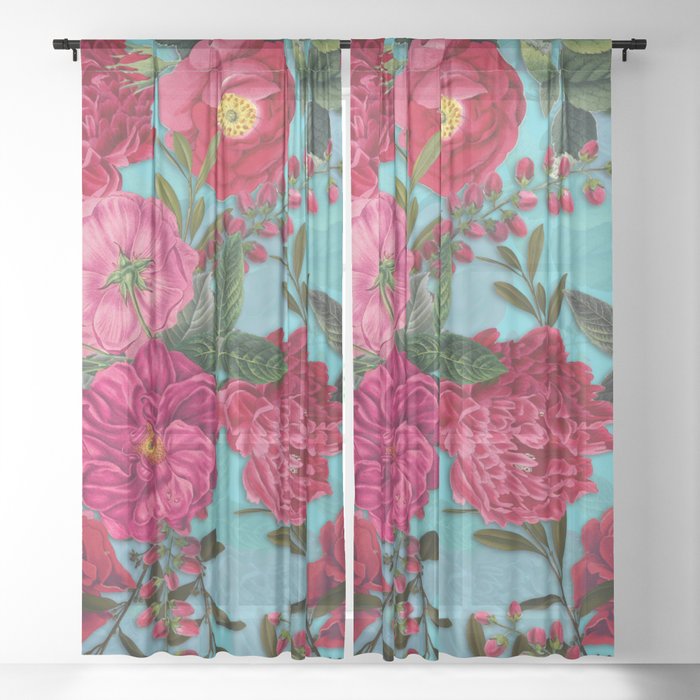 Vintage & Shabby Chic - Summer Tropical Flower Garden I Sheer Curtain