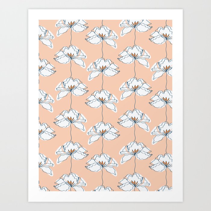 Hygge Abstract Blush Flower Meadow  Art Print