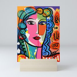 French Portrait Colorful Woman Fauvism by Emmanuel Signorino Mini Art Print