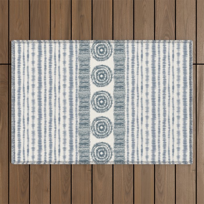 Blue and Cream Boho Tie Dye Mix I Outdoor Rug