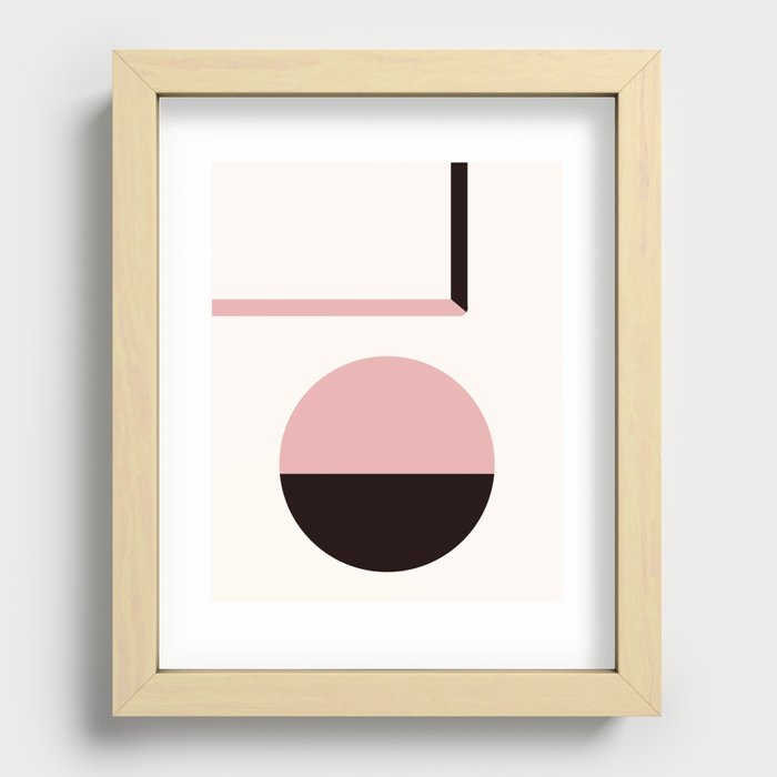 Rose pink and black minimal Recessed Framed Print