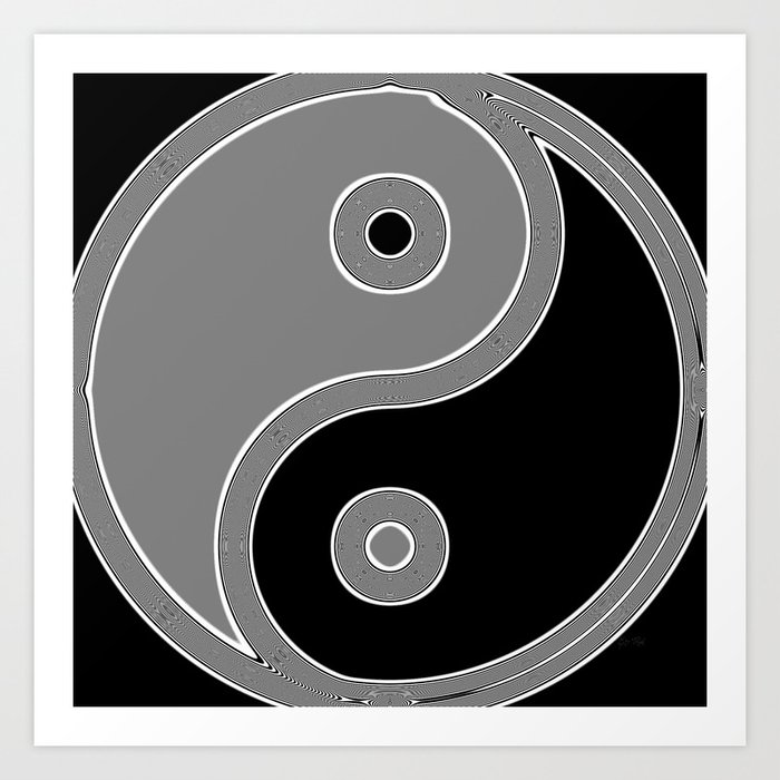 Yin Yang square digital design in black/grey Art Print