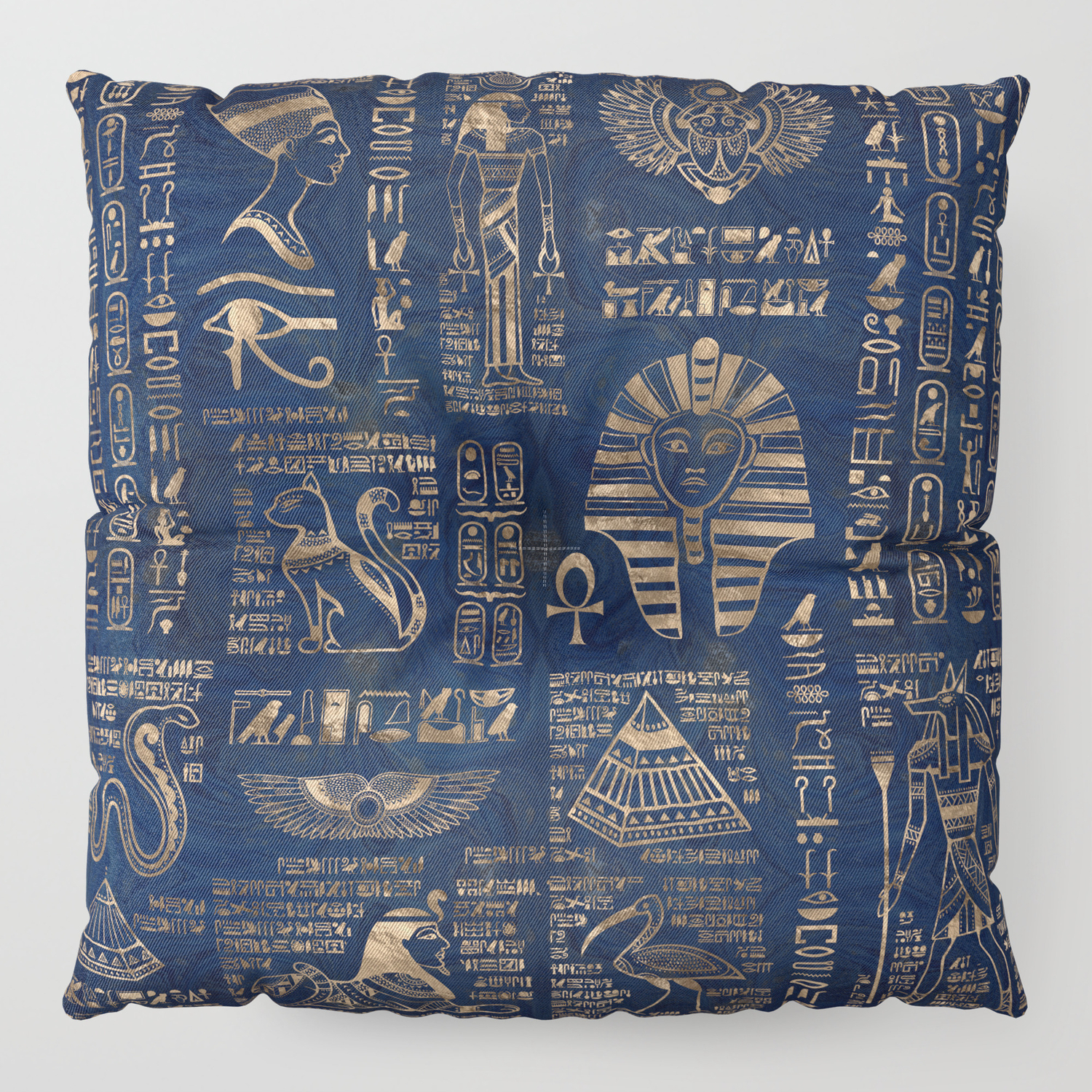 Society6 Egyptian Eye of Horus On Hieroglyphics Gold and Marble by Creativemotions on Rectangular Pillow 