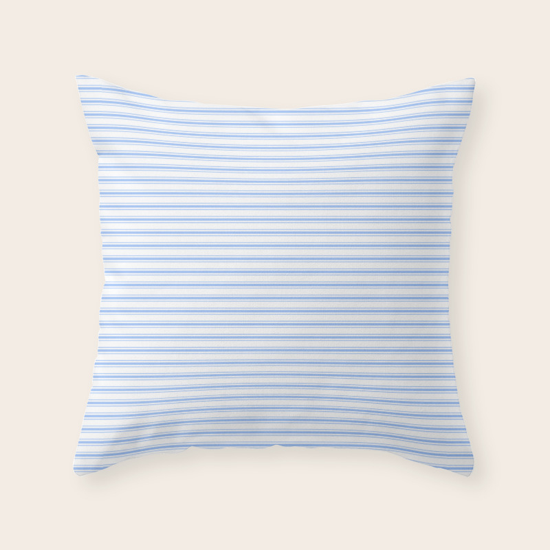 Mattress Ticking Narrow Horizontal Stripe In Pale Blue And White