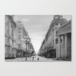 Obelisco Street Life Buenos Aires Argentina Black and White Canvas Print