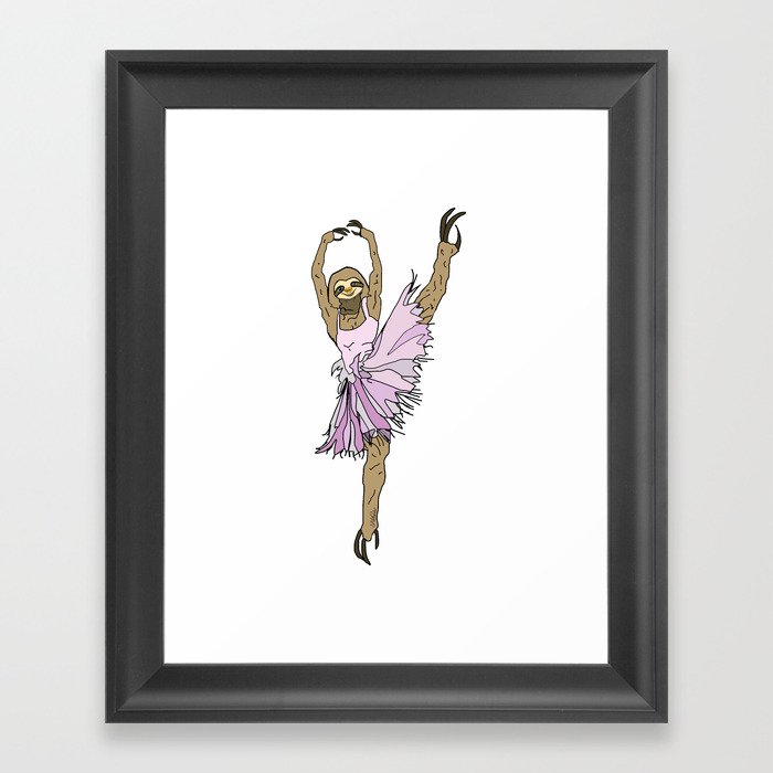 Sloth Ballerina Tutu Framed Art Print