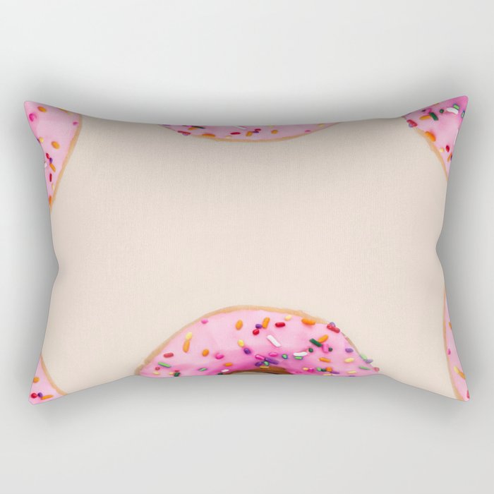 Donuts with pink frosting and sprinkles portrait art painting for kitchen, dining room, and home and wall decor Rectangular Pillow