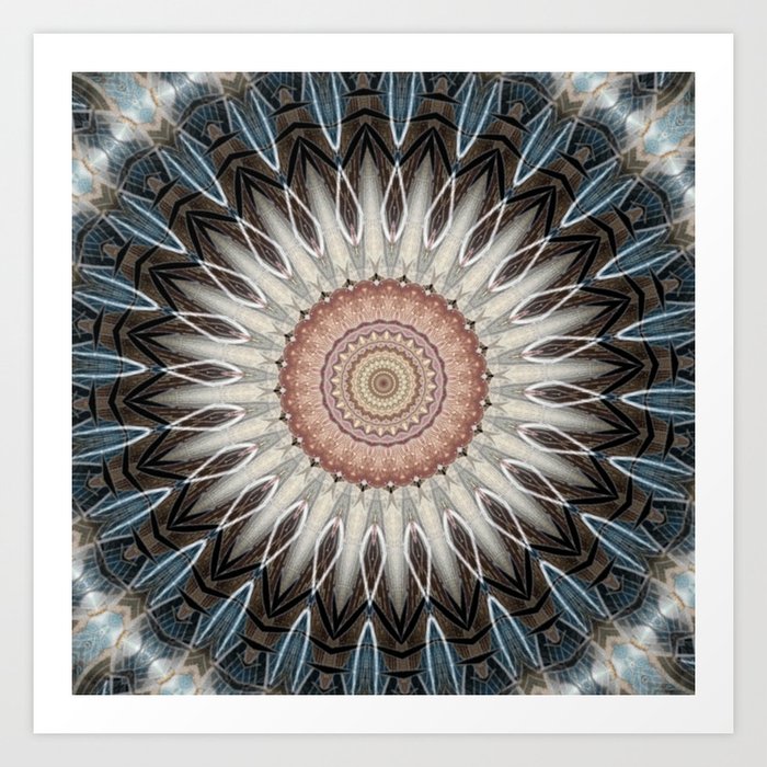 Mandala blue and brown Art Print