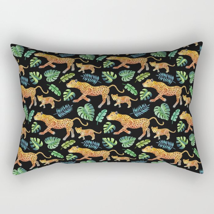 Jaguar and Cub pattern (tropical)  Rectangular Pillow