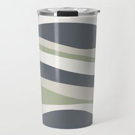 Wavy Lines Pattern Grey, Beige and Sage Green Travel Mug
