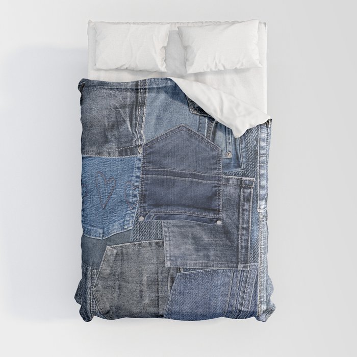 Blue Jeans Pocket Patchwork Pattern Duvet Cover