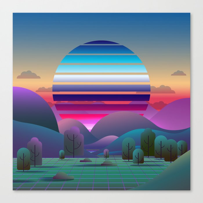 Horizon Synthwave Canvas Print