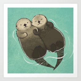 Significant Otters - Otters Holding Hands Art Print