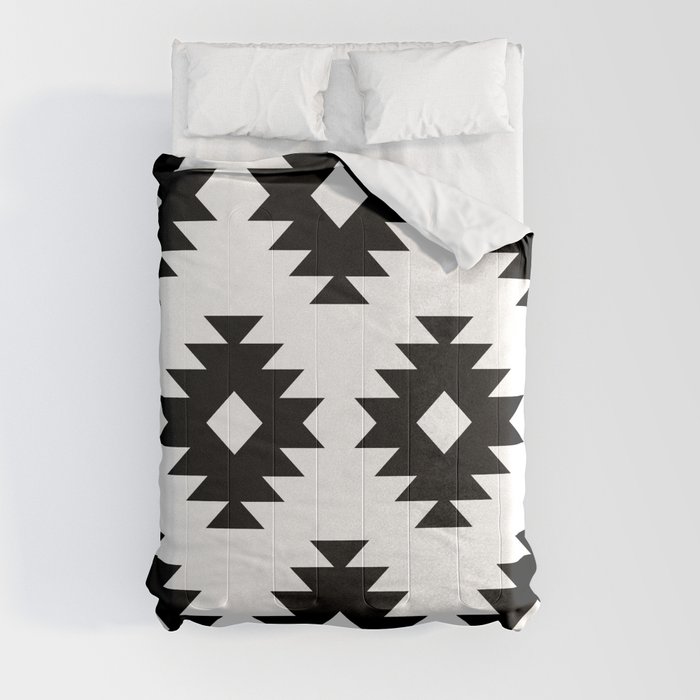 Southwestern Pattern 822 Black and White Comforter